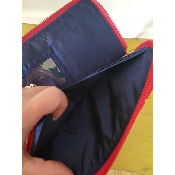 Vera Bradley Quilted Floral Wallet Clutch Red Zip Around - Picture 5 of 5